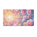 Floral Starry Sky Large Mouse Pad 16"×30" inch Extended Gaming Mousepad Desk Mat Long Computer Keyboard Non-Slip Base Stitched Edges for Home Office Work