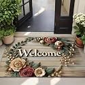 Floral Welcome Doormat for Home Entrance 