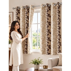 FLORANCIA Polyester Eyelet Window Curtains 5 Feet