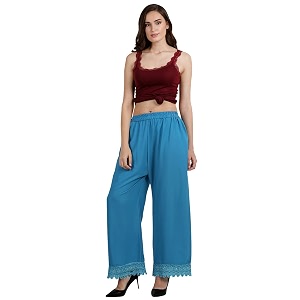 florence women39s pure crepe plain crochet work solid printed palazzo