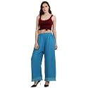 Florence Women's Pure Crepe Plain Crochet Work Solid Printed Palazzo