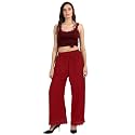 Florence Women's Crepe Palazzo Bottom (PZ-062-GO_Red_One Size)