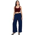 Florence Women's Pure Crepe Plain Crochet Work Solid Printed Palazzo
