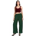 Florence Women's Dark Green Pure Crepe Plain Crochet Work Solid Printed Palazzo(PZ-064-GO, Free Size)