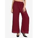 Florence Women's Pure Crepe Plain Crochet Work Solid Printed Palazzo