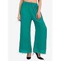 Florence Women's Pure Crepe Plain Crochet Work Solid Printed Palazzo