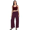 Florence Women's Coffee Brown Pure Crepe Plain Crochet Work Solid Printed Palazzo(PZ-068-GO, Free Size)