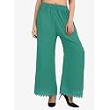 Florence Women's Pure Crepe Plain Crochet Work Solid Printed Palazzo
