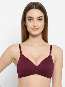 Floret Women T-Shirt Non Padded Bra Maroon