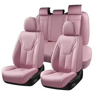 florich car seat cover full set automotive vehicle seat cushions luxury waterproof leather car seat protectors car seat cushions universal fit for most sedans suvs trucks - pink