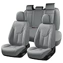 FLORICH Car Seat Cover Full Set, Automotive Seat Covers, Luxury Waterproof Leather Car Seat Protectors, Car Seat Cushions Universal Fit for Most Sedans SUVs Trucks - Grey