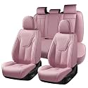 FLORICH Car Seat Cover Full Set, Automotive Vehicle Seat Cushions, Luxury Waterproof Leather Car Seat Protectors, Car Seat Cushions Universal Fit for Most Sedans SUVs Trucks - Pink