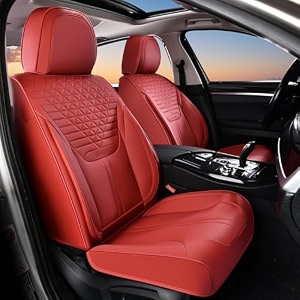 florich car seat covers for front seats universal seat cushion 2 seats car seat protector waterproof premium leather automotive seat covers for most cars sedans suvs and trucks-red