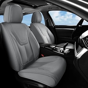 florich car seat covers front seats luxury waterproof faux leather seat covers cushion car seat protectors universal fit for most 5 seats vehicles - gray