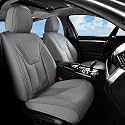 FLORICH Car Seat Covers Front Seats, Luxury Waterproof Faux Leather Seat Covers Cushion, Car Seat Protectors Universal Fit for Most 5 Seats Vehicles - Gray