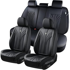 florich car seat covers full set leather seat covers luxury 5 seats universal black seat covers for cars waterproof seat protectors leatherette automotive vehicle cover for cars suv pick-up truck