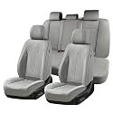 FLORICH Car Seat Covers Full Set Leather Seat Cover for Cars Full Coverage Seat Cover Waterproof Universal Seat Cover for Cars Seats Protector Cushion Universal Fit for Most Cars SUV Trucks, Gray