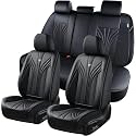 FLORICH Car Seat Covers Full Set, Leather Seat Covers, Luxury 5 Seats Universal Black Seat Covers for Cars, Waterproof Seat Protectors, Leatherette Automotive Vehicle Cover for Cars SUV Pick-up Truck