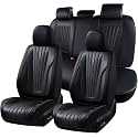 FLORICH Rear Seat Covers Leather Car Seat Covers Waterproof Back Seat Cover Automotive Seat Covers Universal Seat Cushion Protector for Most Cars Trucks SUV-Beige
