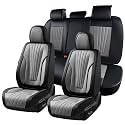 FLORICH Car Seat Covers, Premium Leatherette Car Seat Covers Full Set, Automotive Vehicle Seat Cushions Front Seats and Back, Waterproof Seat Protectors for Sedans Cars SUV Trucks, Black&amp;Gray