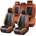 FLORICH Car Seat Covers, Premium Leatherette Car Seat Covers Full Set, Waterproof Leather Car Seat Cushion Front Seats and Back, Breathable Seat Protectors for Sedans Cars SUV Trucks - Black&amp;Brown