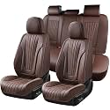 FLORICH Car Seat Covers, Premium Leatherette Car Seat Covers Full Set, Waterproof Nappa Leather Seat Protectors, Breathable Car Seat Cushion for Most Sedans Cars SUV Trucks - Coffee