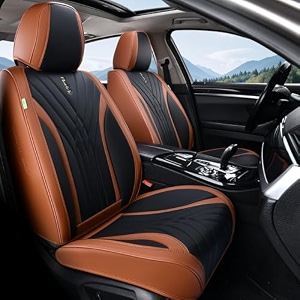 florich leather seat covers 2pcs brown luxury leatherette car seat cushion universal fit for car suv truck van