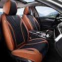 FLORICH Leather Seat Covers, 2PCS Brown Luxury Leatherette Car Seat Cushion, Universal Fit for Car, SUV, Truck, Van