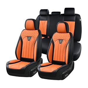 florich leather seat covers car seat covers full set car seat protectors 5 seats automotive seat covers driver seat covers fit for most cars trucks suv-blackamporange