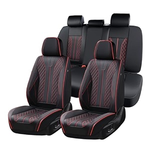 florich leather seat covers car seat cover front and rear seat cover 5 seats automotive seat covers waterproof seat covers for cars universal fit for most cars suv trucks blackampred line