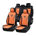 FLORICH Leather Seat Covers, Car Seat Covers Full Set, Car Seat Protectors 5 Seats, Automotive Seat Covers Driver Seat Covers Fit for Most Cars Trucks SUV-Black&amp;Orange