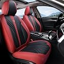 FLORICH Leather Seat Covers, Front Seat Covers, 2 Pack Seat Covers for Cars, Black and Red Car Seat Cushions Waterproof Automotive Driver Seat Covers Fit for Most Cars SUV Trucks