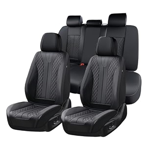 florich leather seat covers full set automotive seat covers black car seat covers waterproof front and back seat covers car seat cushion protector universal fit for most cars suv trucks black
