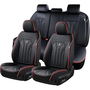 florich leather seat covers full set car seat protectors 5 seats automotive seat covers universal fit for most cars trucks suv-blackampred line