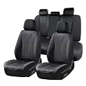 FLORICH Leather Seat Covers Full Set Automotive Seat Covers Black Car Seat Covers Waterproof Front and Back Seat Covers Car Seat Cushion Protector Universal Fit for Most Cars SUV Trucks, Black