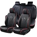 FLORICH Leather Seat Covers Full Set Car Seat Protectors 5 Seats Automotive Seat Covers Universal Fit for Most Cars Trucks SUV-Black&amp;Red Line