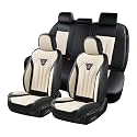 FLORICH Leather Seat Covers, Seat Covers Full Set, Car Seat Protectors 5 Seats, Automotive Seat Covers Fit for Most Cars Trucks SUV- Black&amp;Beige