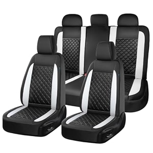 florich seat covers atomutive seat covers full sets waterproof seat cover for cars luxury leather universal seat cover accessories fit for most cars suv truck sedanswhite