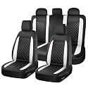 FLORICH Seat Covers, Atomutive Seat Covers Full Sets, Waterproof Seat Cover for Cars, Luxury Leather Universal Seat Cover Accessories Fit for Most Cars SUV Truck Sedans(White)