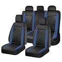 FLORICH Seat Covers, Atomutive Seat Covers Full Sets, Waterproof Seat Cover for Cars, Luxury Leather Universal Seat Cover Accessories Fit for Most Cars SUV Truck Sedans(Blue)