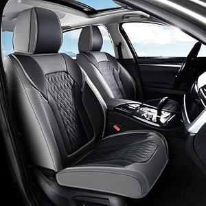 florich seat covers car seat covers front seats luxury nappa leather seat covers breathable and waterproof car seat protector 2 seat automotive seat covers universal for most cars-grayampblack
