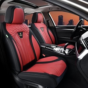 florich seat covers for cars waterproof automotive seat covers leather car seat covers 2 pack universal front seat cushion protector for most cars trucks suv-blackampburgundy
