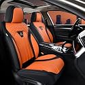 FLORICH Seat Covers for Cars, Waterproof Automotive Seat Covers, Leather Car Seat Covers 2 Pack, Universal Front Seat Cushion Protector for Most Cars Trucks SUV-Black&Orange