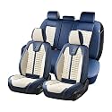 FLORICH Seat Covers Full Set, 5 Seats Universal Seat Covers for Cars, Waterproof Breathable Leather and Fly Woven Fabric Seat Cushions Protectors for Front and Rear Fit for Most Vehicles-Blue&amp;White