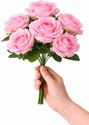 Florivya Pink Rose Artificial Flower 30 cm