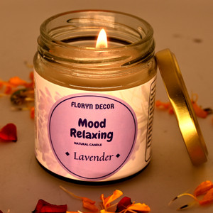 floryn decor mood relaxing scented candle  soy wax candle  natural wax candle for home decor  burning time - 30 hours  scent lavender pack of 1 candle