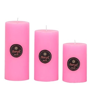 floryn decor paraffin wax smokeless scented candles scented pillar candle pack of 3 scent- rose 2 by 6 2 by 4 2 by 2 inches
