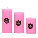 Floryn Decor Paraffin Wax Smokeless Scented Candles, Scented Pillar Candle Pack of 3, Scent- Rose, (2 by 6, 2 by 4, 2 by 2 inches)