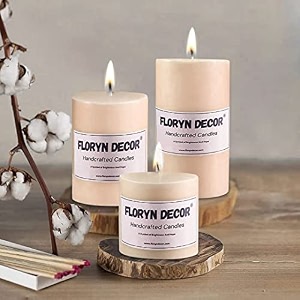 floryn decor scented pillar candles for home decoration  fragrance candle set of 3 big candles  size- 3by 6 3 by 4 amp 3 by 3 inches scent- jasmine