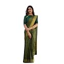 Flosive Mix Color &amp; Gold Zari Woven Kanjivaram Saree With Blouse